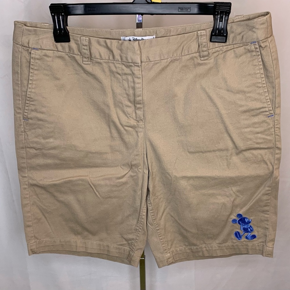 Women’s Disney parks shorts size 12 tan embroidered Mickey Mouse chinos classic